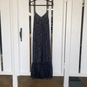 Anthropologie lace overlay maxi dress
